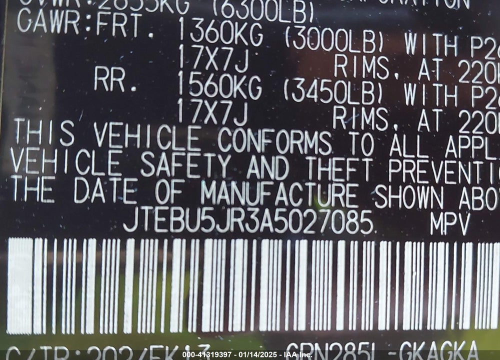 2010 TOYOTA 4RUNNER SR5 V6 VIN: JTEBU5JR3A5027085