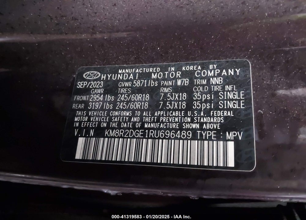 2024 HYUNDAI PALISADE SEL VIN: KM8R2DGE1RU696489