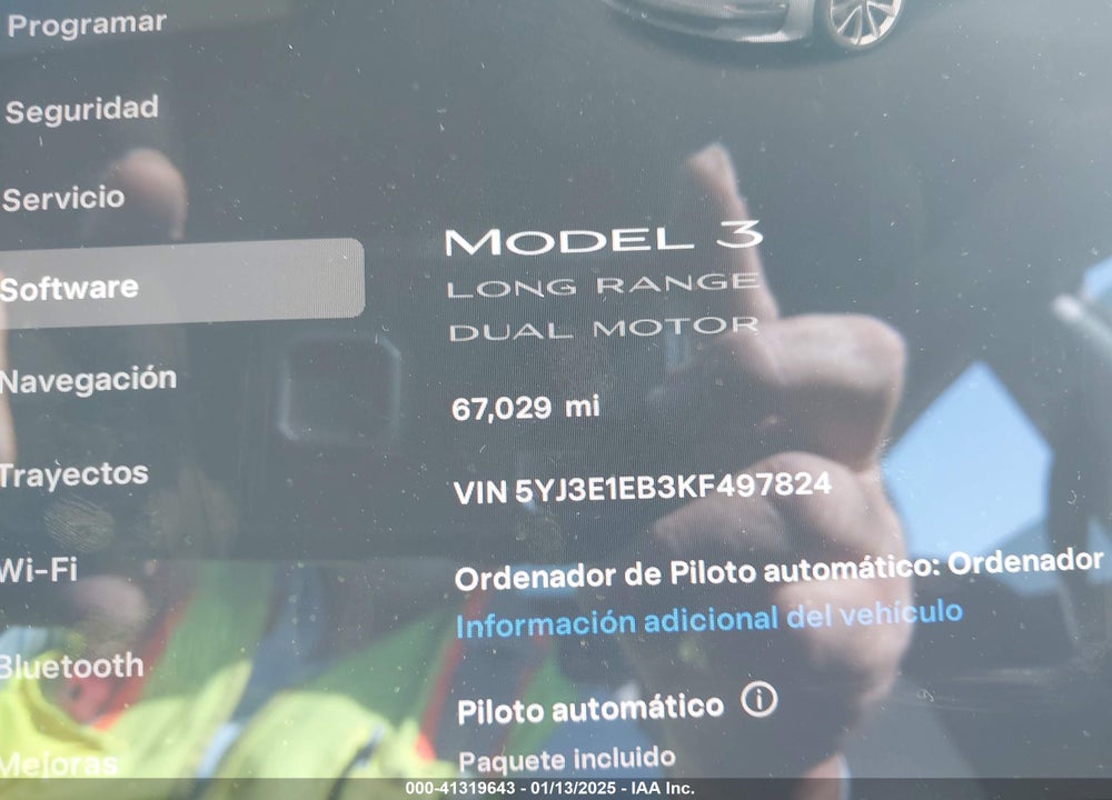 2019 TESLA MODEL 3 VIN: 5YJ3E1EB3KF497824