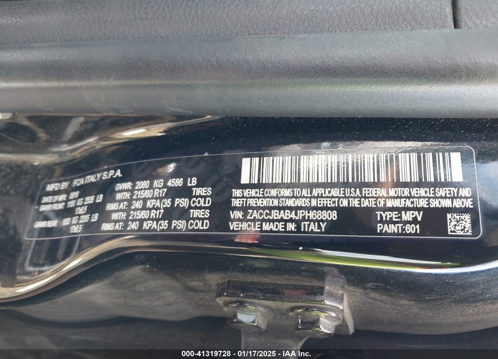 2018 JEEP RENEGADE UPLAND EDITION 4X4 VIN: ZACCJBAB4JPH68808