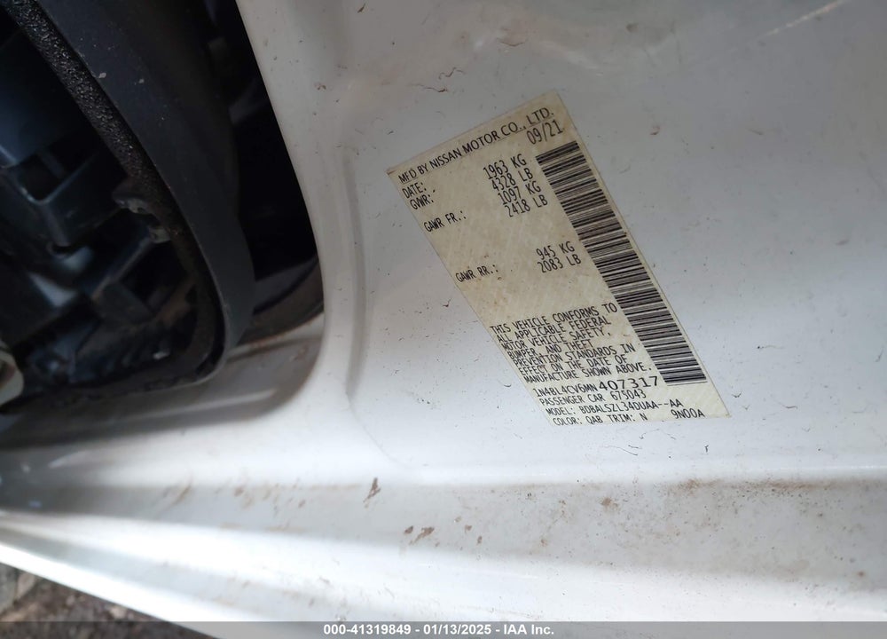 2021 NISSAN ALTIMA VIN: 1N4BL4CV6MN407317
