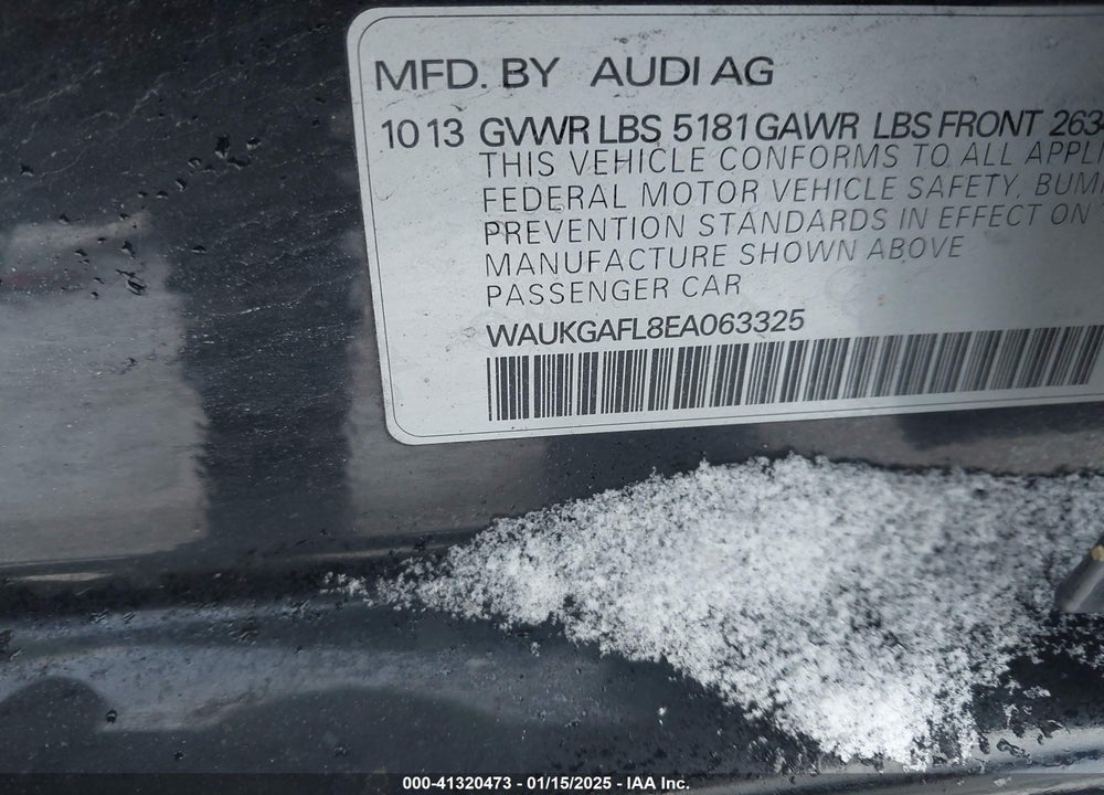 2014 AUDI S4 VIN: WAUKGAFL8EA063325