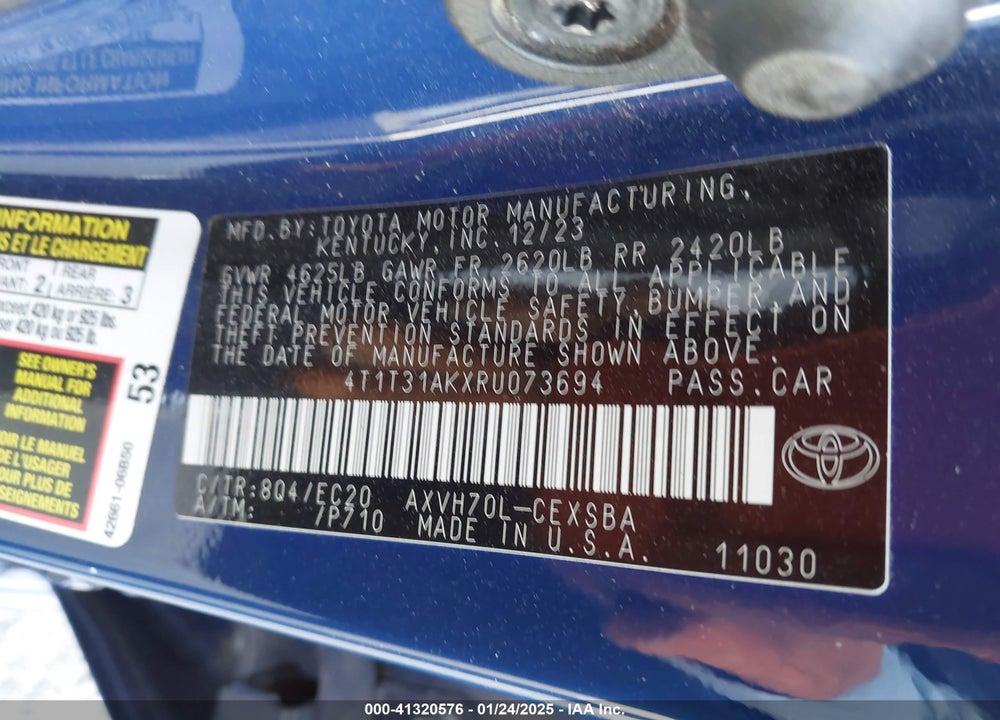 2024 TOYOTA CAMRY HYBRID SE NIGHTSHADE VIN: 4T1T31AKXRU073694