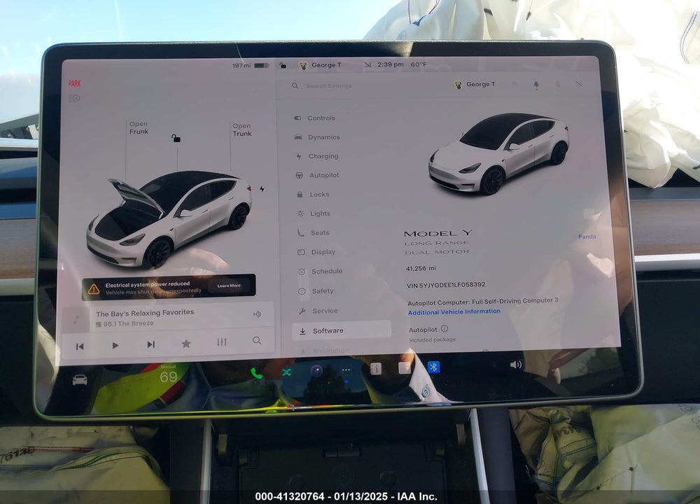 2020 TESLA MODEL Y LONG RANGE DUAL MOTOR ALL-WHEEL DRIVE VIN: 5YJYGDEE1LF058392