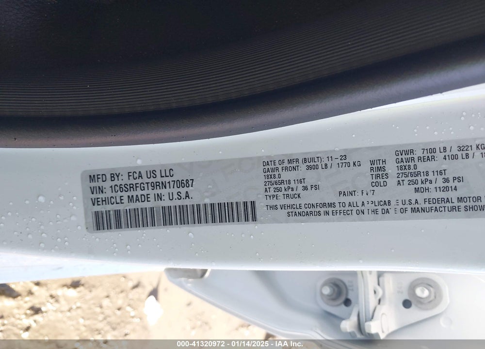 2024 RAM 1500 VIN: 1C6SRFGT9RN170687