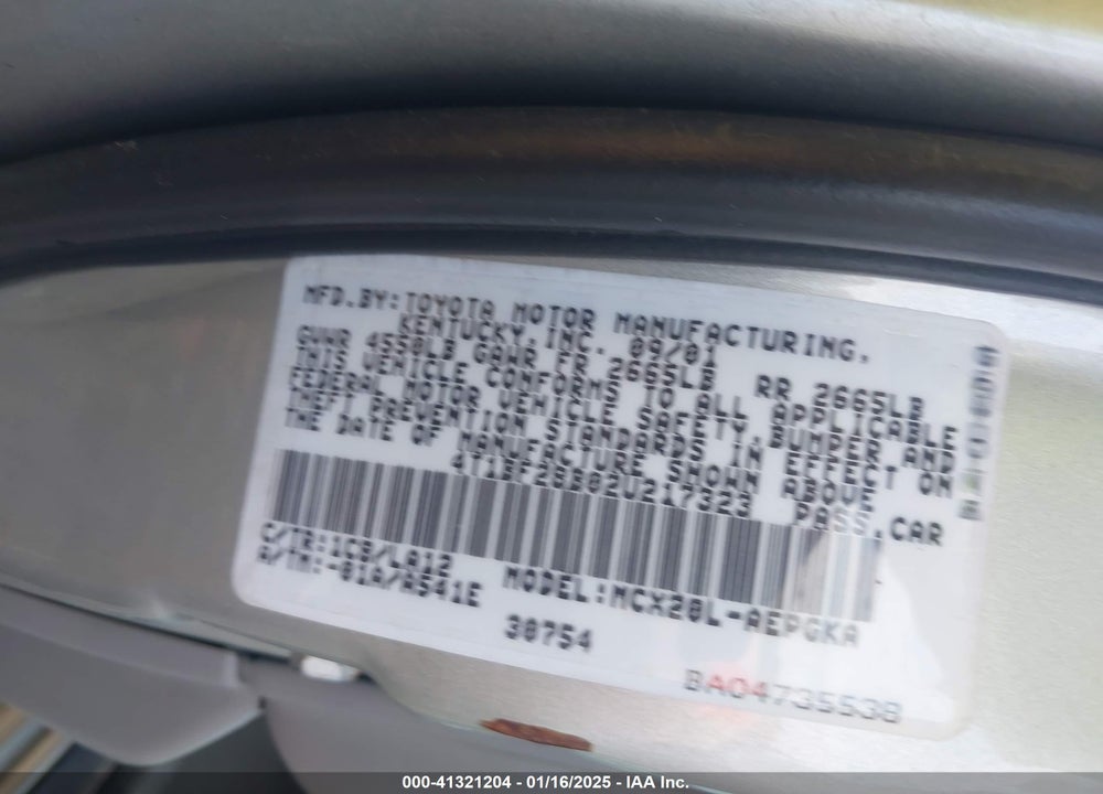 2002 TOYOTA AVALON XLS VIN: 4T1BF28B02U217323