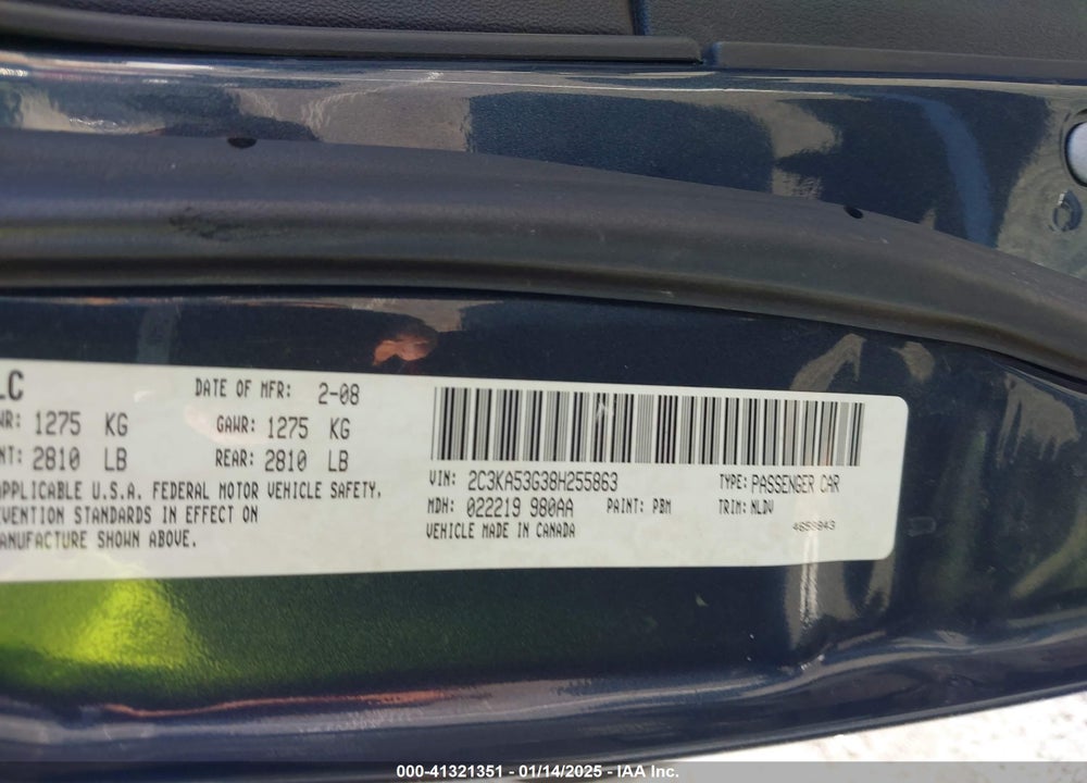 2008 CHRYSLER 300 VIN: 2C3KA53G38H255863