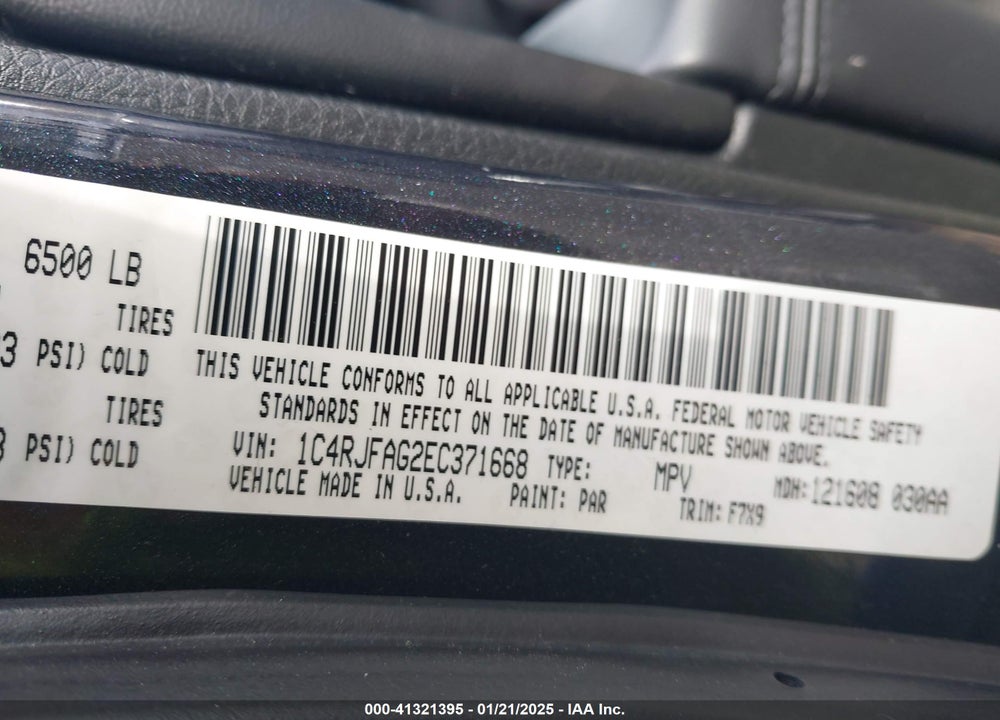 2014 JEEP GRAND CHEROKEE LAREDO VIN: 1C4RJFAG2EC371668