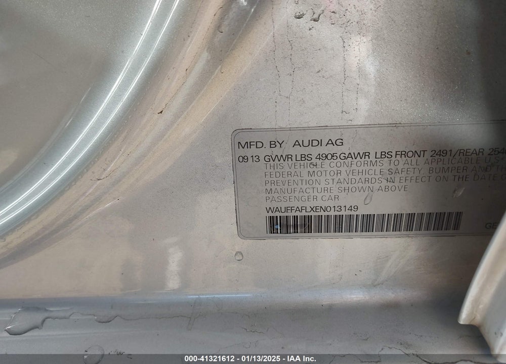 2014 AUDI A4 VIN: WAUFFAFLXEN013149