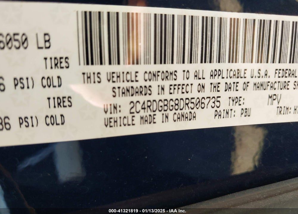 2013 DODGE GRAND CARAVAN SE VIN: 2C4RDGBG8DR506735