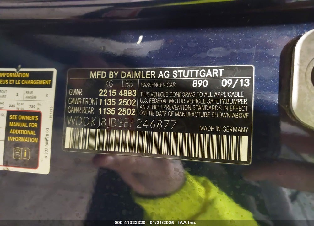 2014 MERCEDES-BENZ E 350 4MATIC VIN: WDDKJ8JB3EF246877