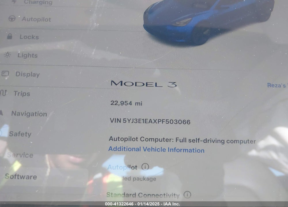 2023 TESLA MODEL 3 VIN: 5YJ3E1EAXPF503066