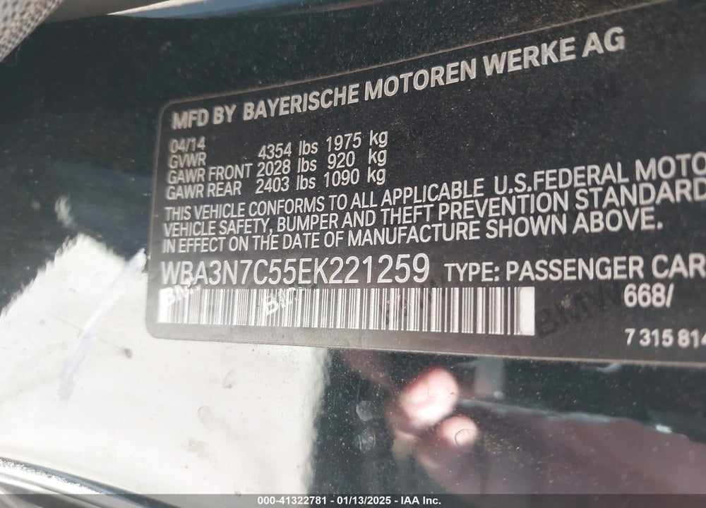2014 BMW 428I VIN: WBA3N7C55EK221259