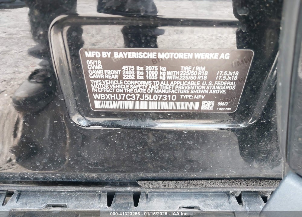 2018 BMW X1 SDRIVE28I VIN: WBXHU7C37J5L07310