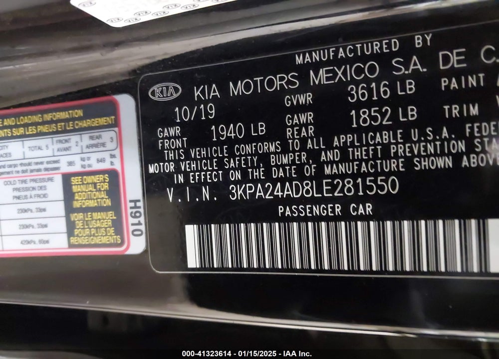 2020 KIA RIO VIN: 3KPA24AD8LE281550