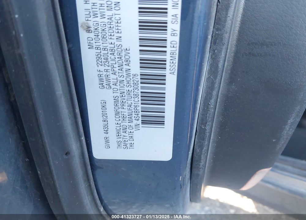 2008 SUBARU OUTBACK 2.5I/2.5I L.L. BEAN EDITION VIN: 4S4BP61C387308276
