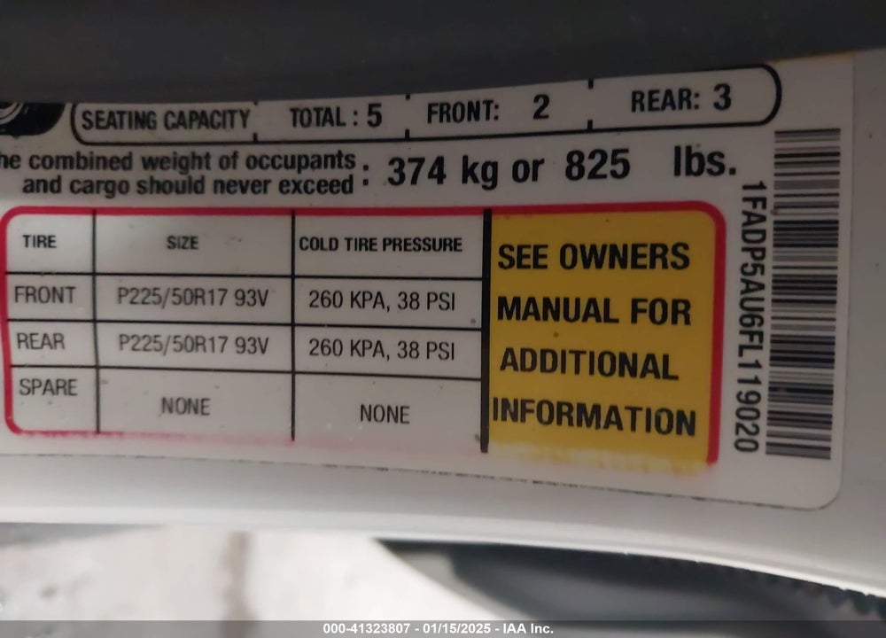 2015 FORD C-MAX HYBRID VIN: 1FADP5AU6FL119020
