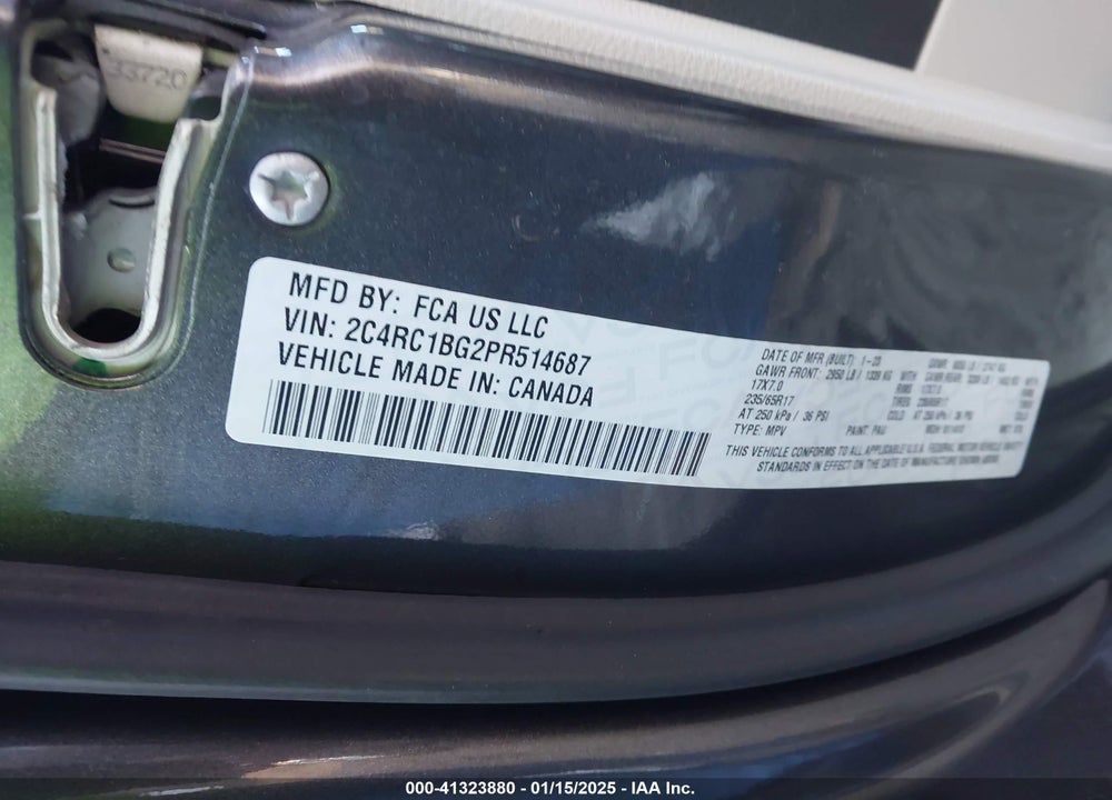 2023 CHRYSLER PACIFICA TOURING L VIN: 2C4RC1BG2PR514687