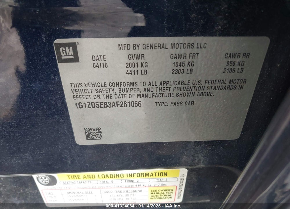 2010 CHEVROLET MALIBU VIN: 1G1ZD5EB3AF261066