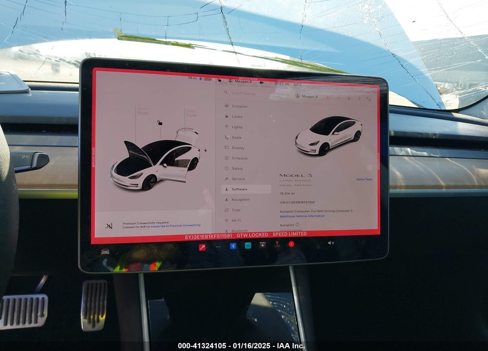 2019 TESLA MODEL 3 VIN: 5YJ3E1EB1KF511591