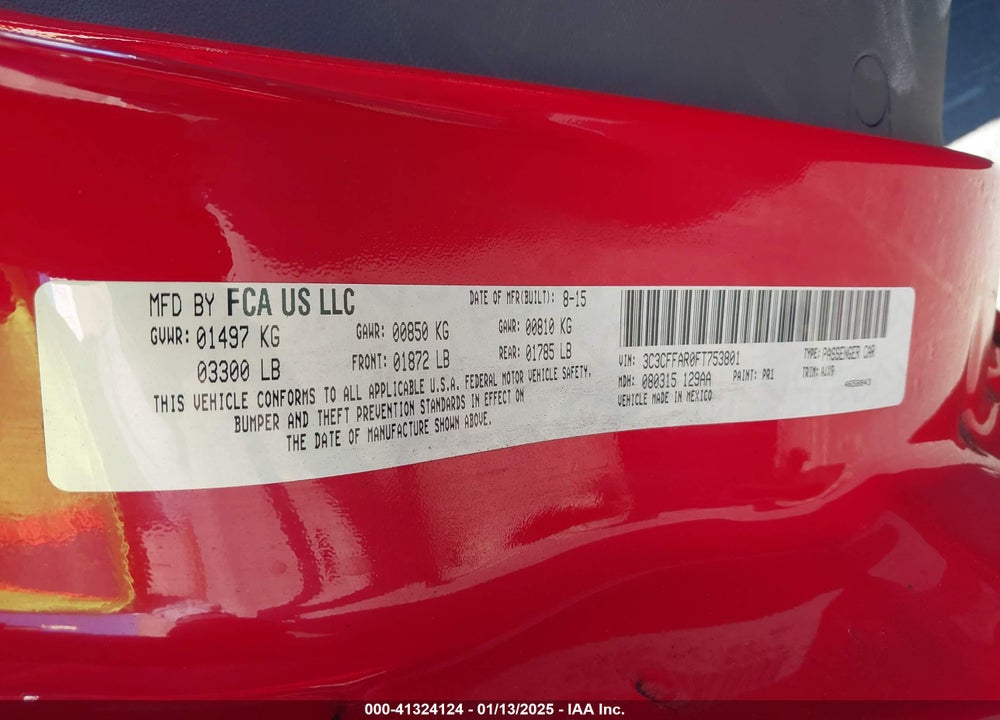 2015 FIAT 500 POP VIN: 3C3CFFAR0FT753801