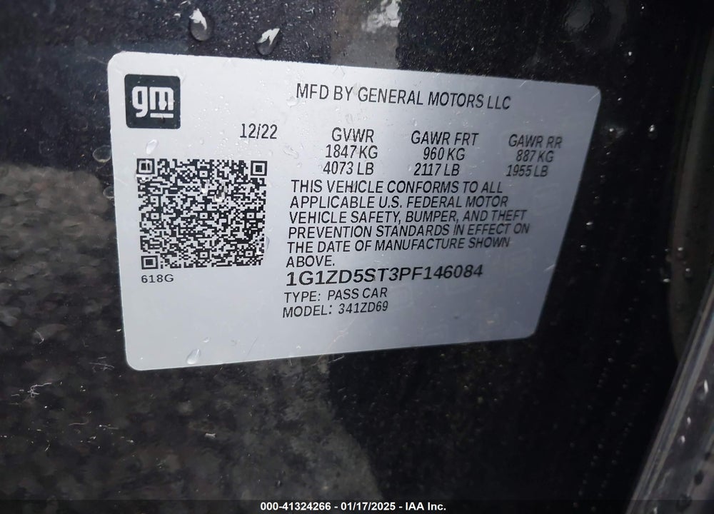 2023 CHEVROLET MALIBU VIN: 1G1ZD5ST3PF146084