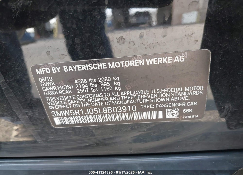 2020 BMW 330I VIN: 3MW5R1J05L8B03910