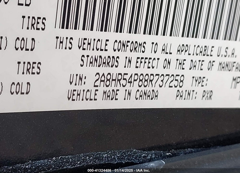 2008 CHRYSLER TOWN & COUNTRY TOURING VIN: 2A8HR54P88R737258