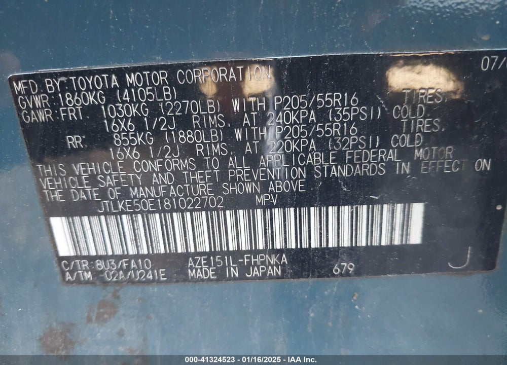 2008 SCION XB VIN: JTLKE50E181022702