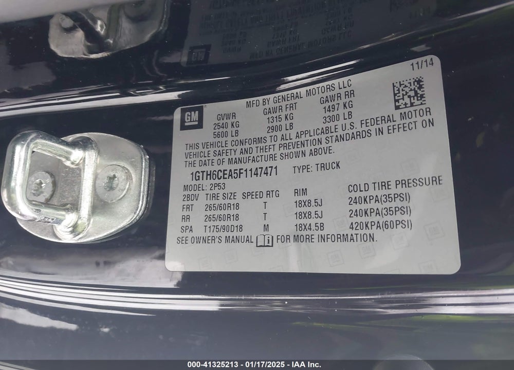2015 GMC CANYON VIN: 1GTH6CEA5F1147471