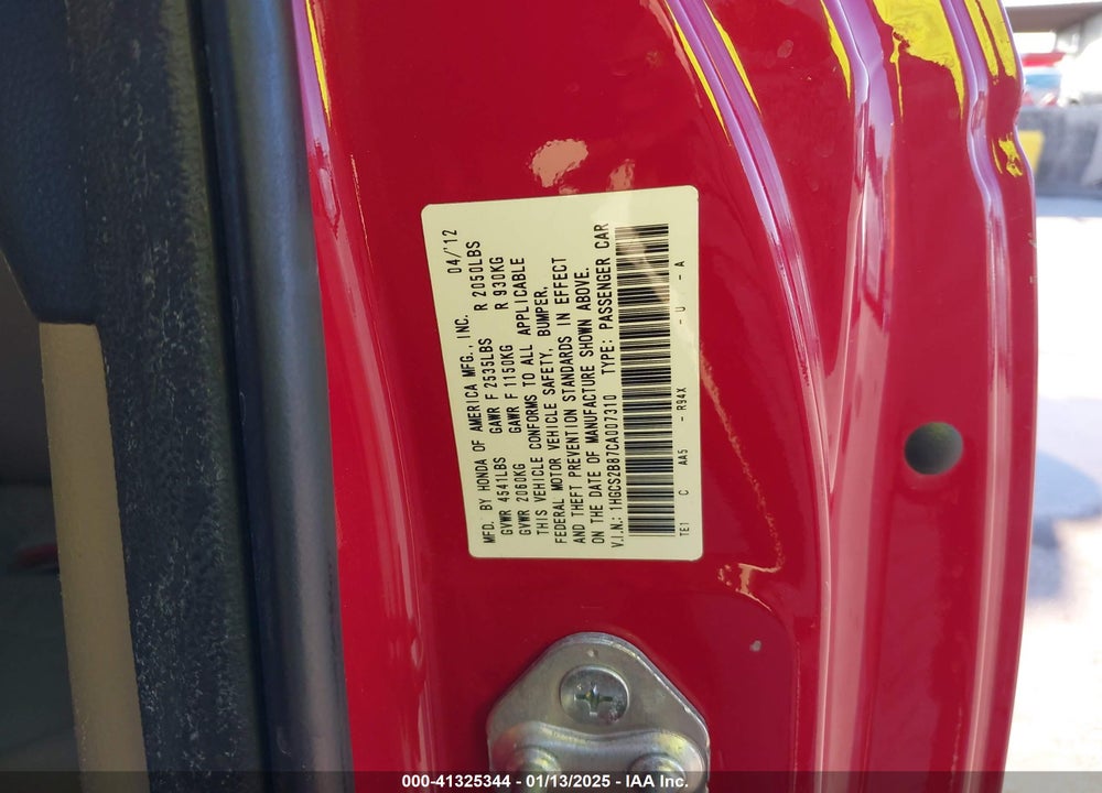 2012 HONDA ACCORD VIN: 1HGCS2B87CA007310