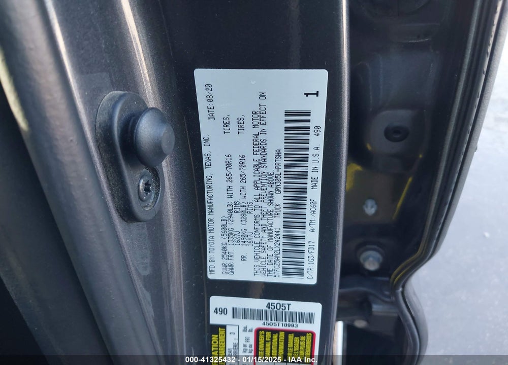 2020 TOYOTA TACOMA VIN: 5TFCZ5AN2LX242441