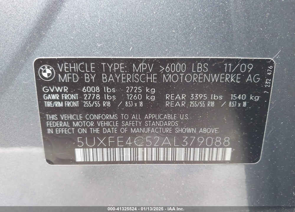 2010 BMW X5 XDRIVE30I VIN: 5UXFE4C52AL379088