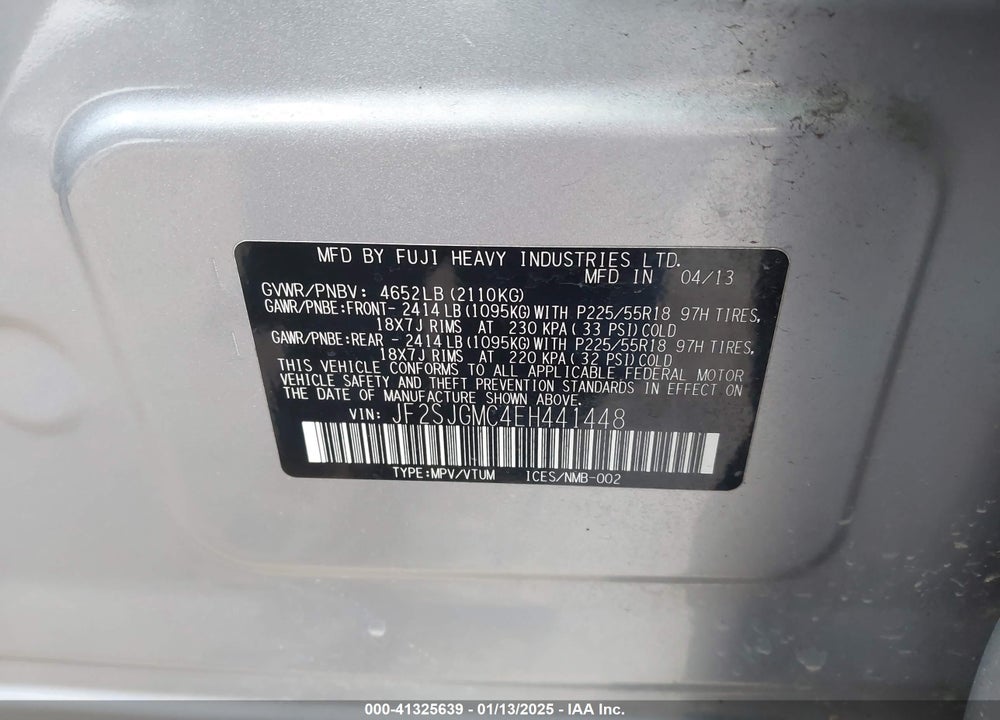 2014 SUBARU FORESTER 2.0XT TOURING VIN: JF2SJGMC4EH441448
