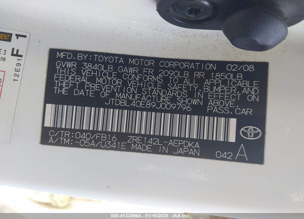 2009 TOYOTA COROLLA LE VIN: JTDBL40E89J009796