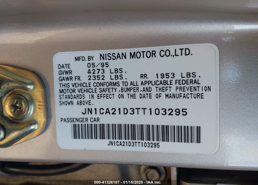 1996 NISSAN MAXIMA GLE/GXE/SE VIN: JN1CA21D3TT103295