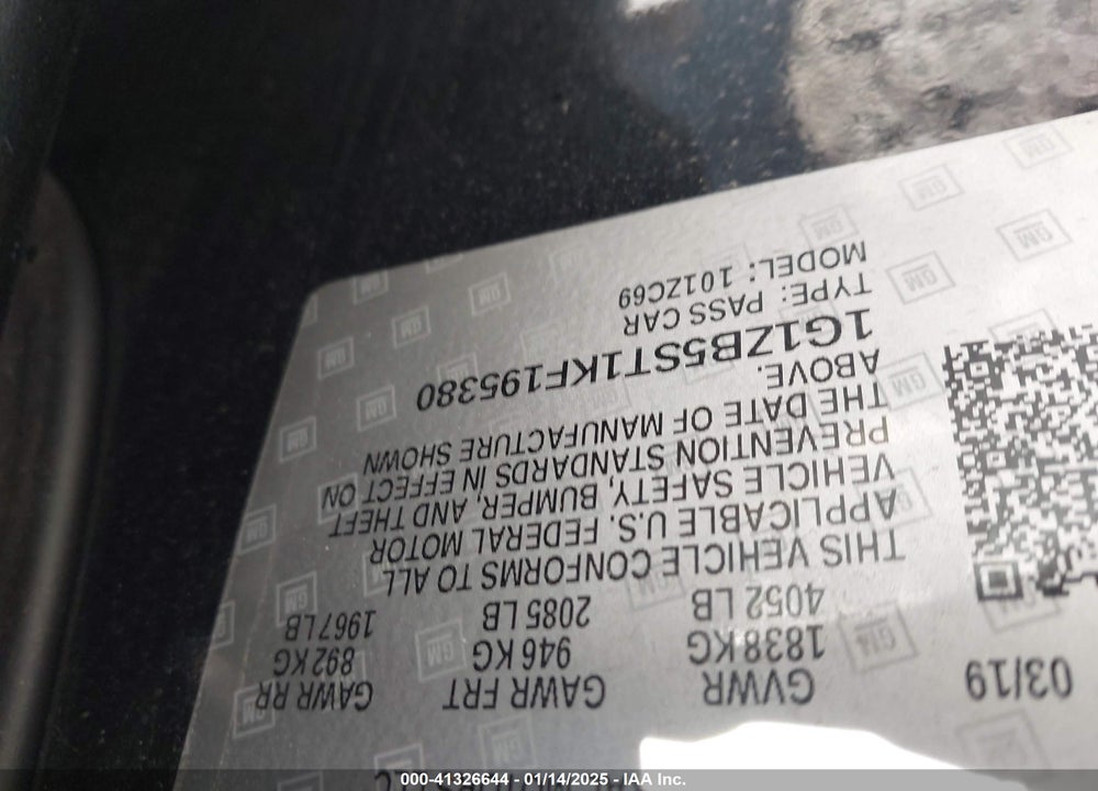 2019 CHEVROLET MALIBU 1LS VIN: 1G1ZB5ST1KF195380