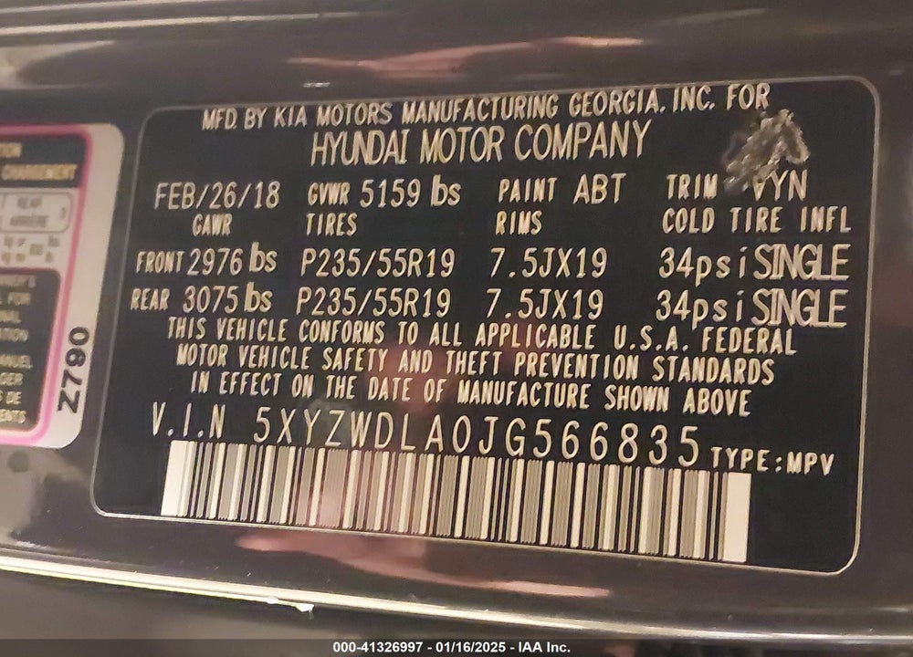 2018 HYUNDAI SANTA FE SPORT 2.0T ULTIMATE VIN: 5XYZWDLA0JG566835