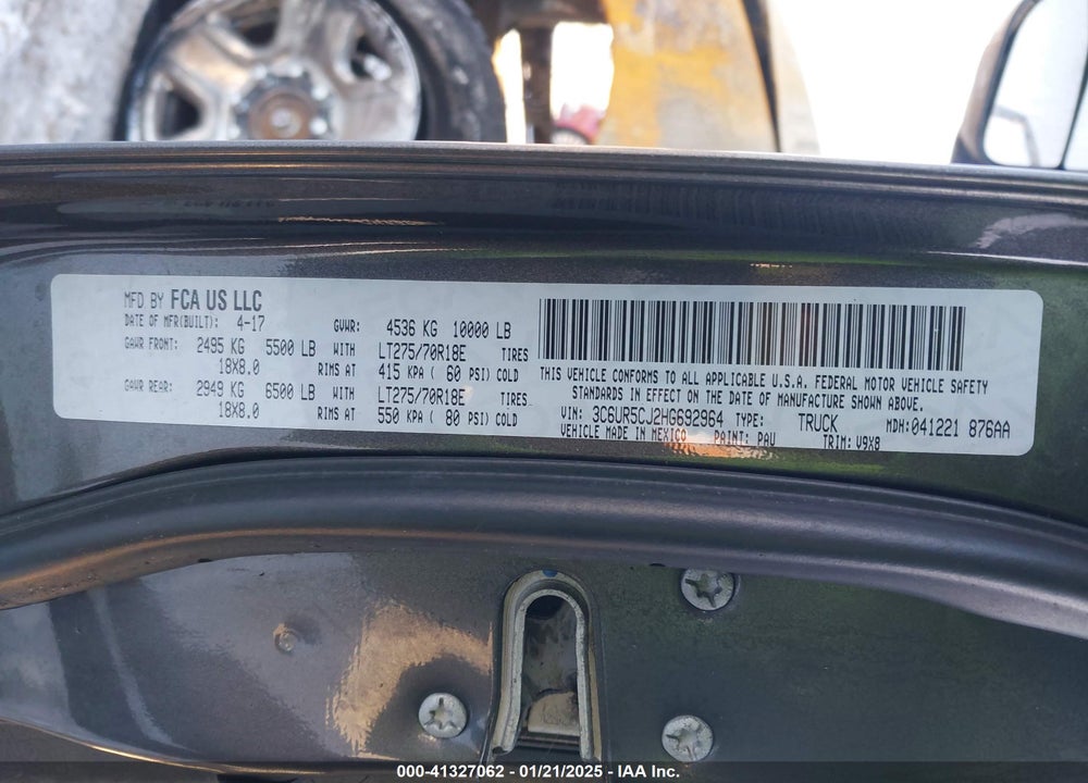 2017 RAM 2500 VIN: 3C6UR5CJ2HG692964