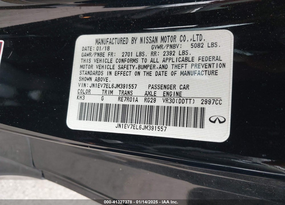 2018 INFINITI Q60 3.0T LUXE VIN: JN1EV7EL6JM391557