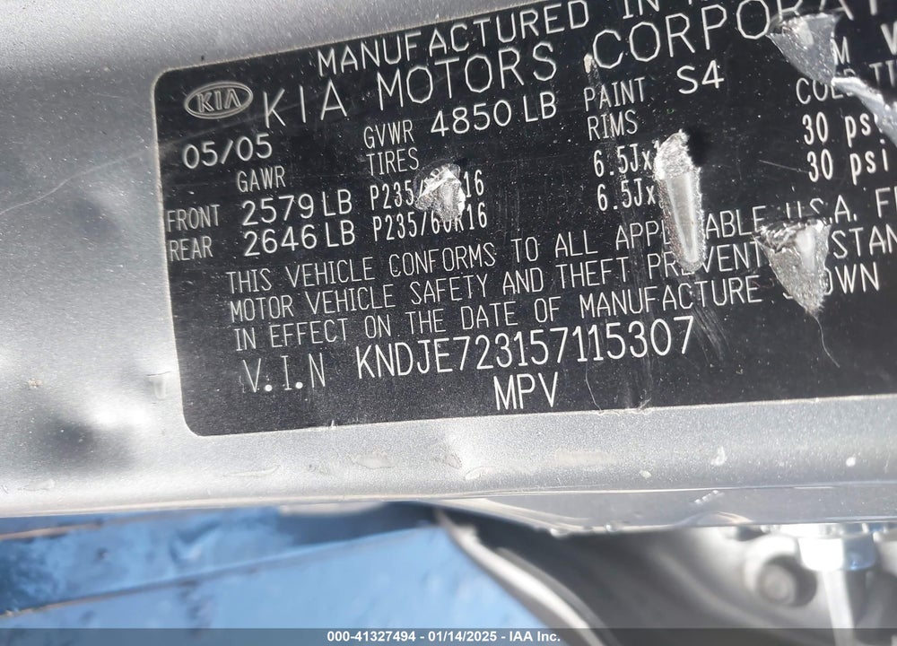 2005 KIA SPORTAGE EX V6/LX V6 VIN: KNDJE723157115307