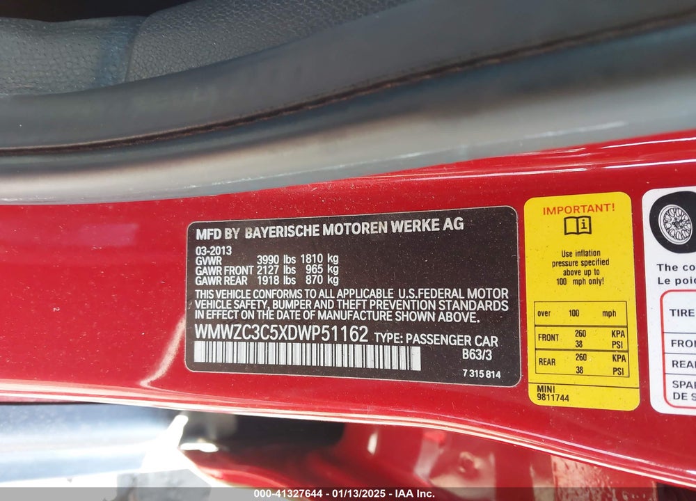 2013 MINI COUNTRYMAN COOPER S VIN: WMWZC3C5XDWP51162