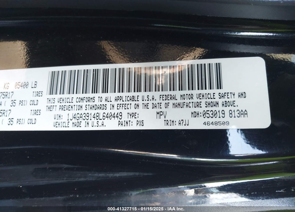 2008 JEEP WRANGLER UNLIMITED X VIN: 1J4GA39148L640449