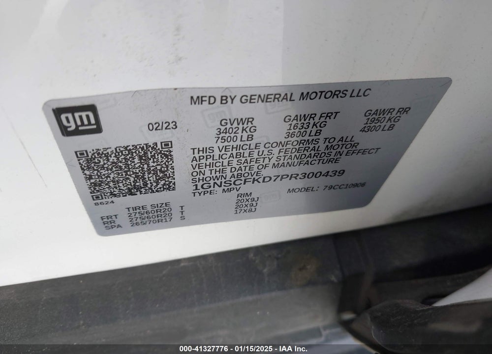 2023 CHEVROLET SUBURBAN 2WD PREMIER VIN: 1GNSCFKD7PR300439
