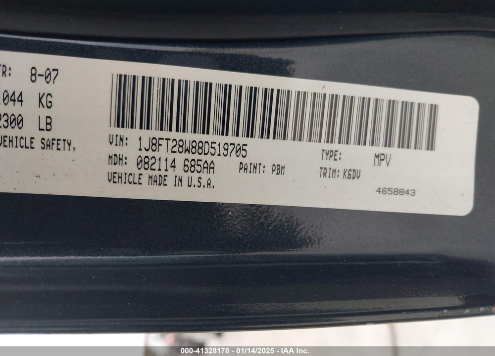2008 JEEP PATRIOT SPORT VIN: 1J8FT28W88D519705