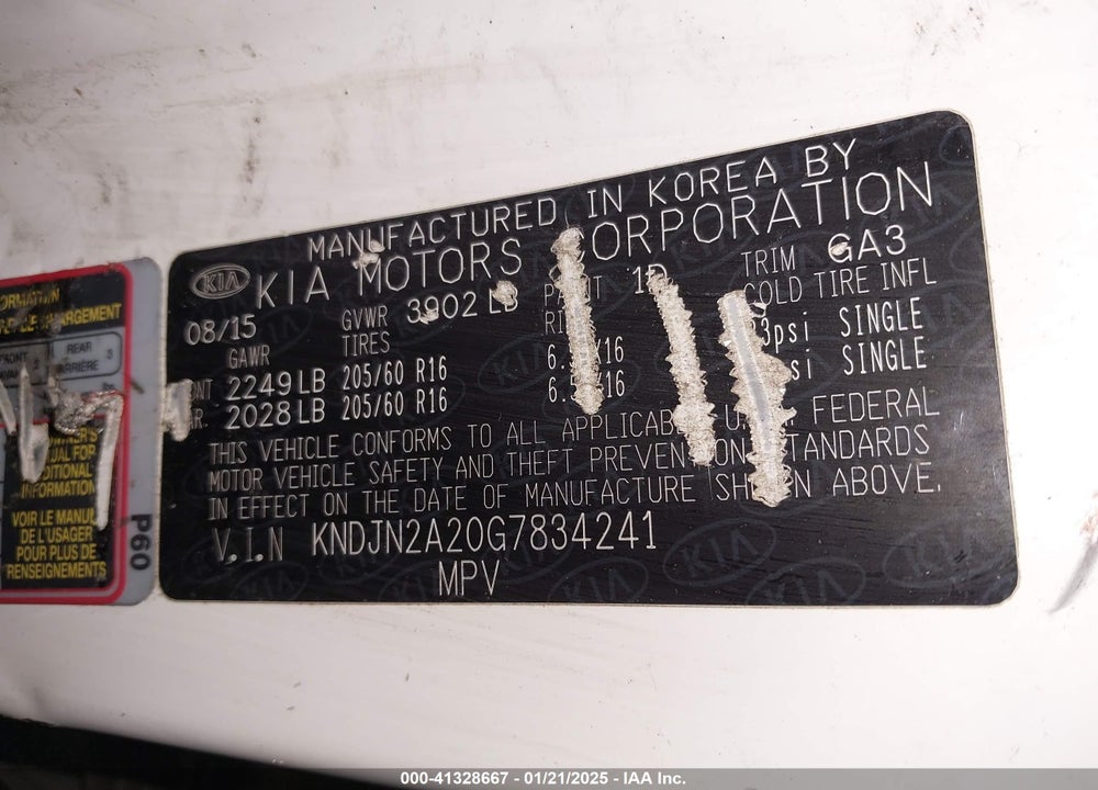 2016 KIA SOUL VIN: KNDJN2A20G7834241