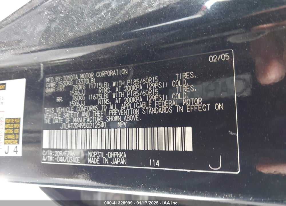 2005 SCION XB VIN: JTLKT324950212540