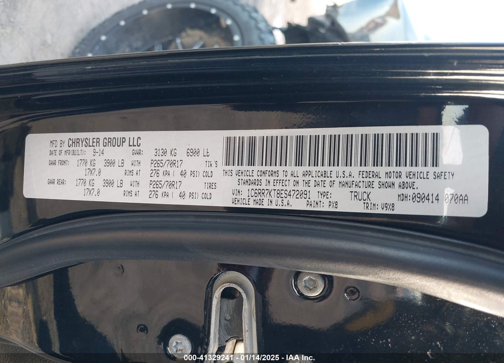 2014 RAM 1500 VIN: 1C6RR7KT8ES472091