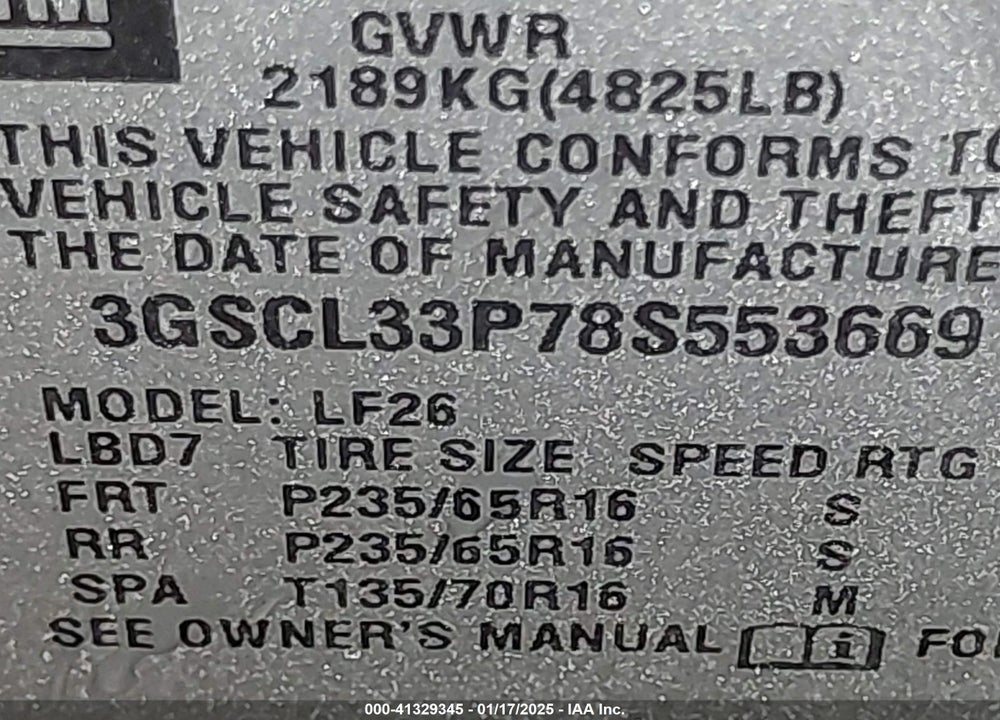 2008 SATURN VUE 4-CYL XE VIN: 3GSCL33P78S553669