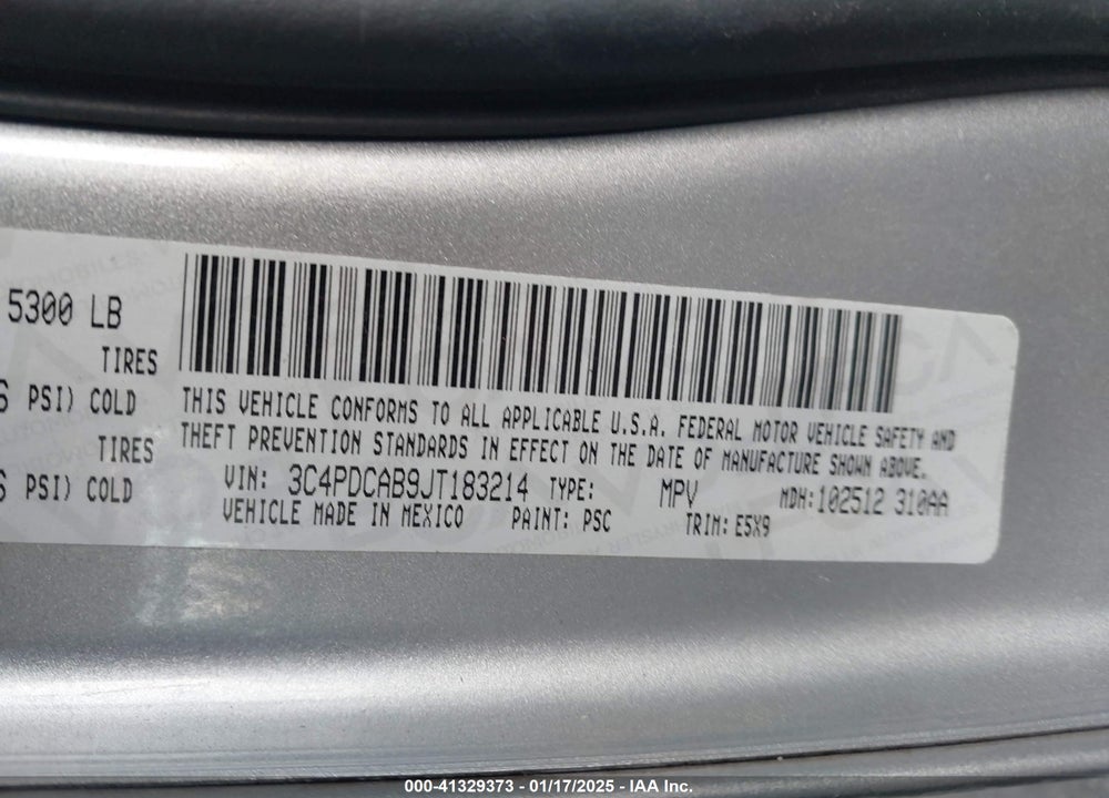 2018 DODGE JOURNEY SE VIN: 3C4PDCAB9JT183214